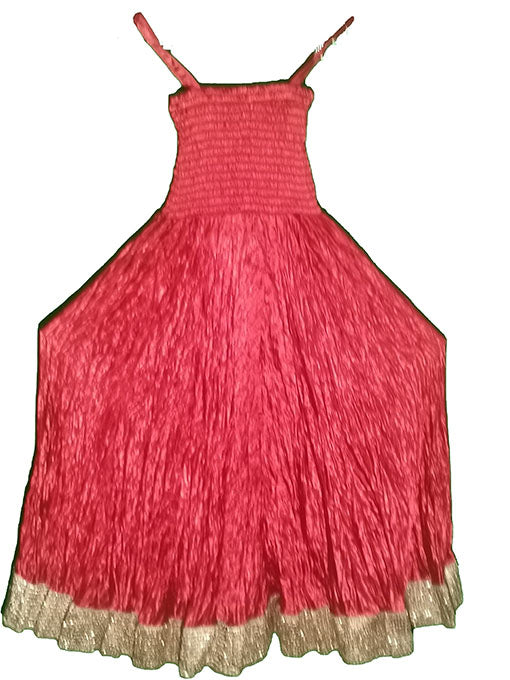 CRUSHED SATIN RAYON ELASTICATED CHEST DRESS WITH SHOULDER STRAP 1