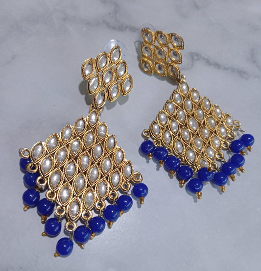 BLUE AND GOLD JHUMKA (EARRING)