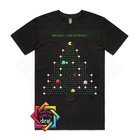 PAC MAN INSPIRED CHRISTMAS TREE T-SHIRT