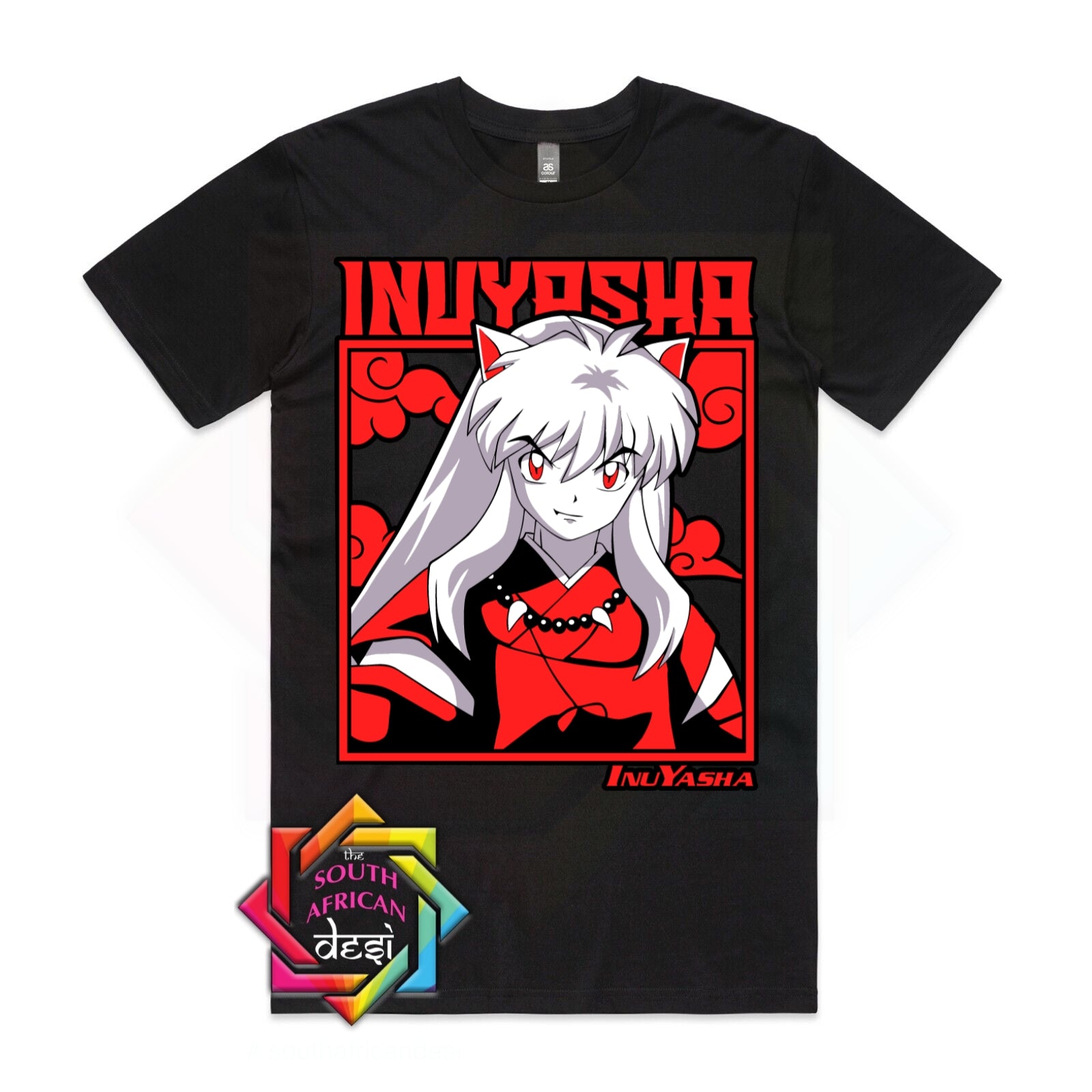INUYASHA Inuyasha Anime Character Print T-Shirt Men's L size cotton black type Vintage Second Hand main image 1