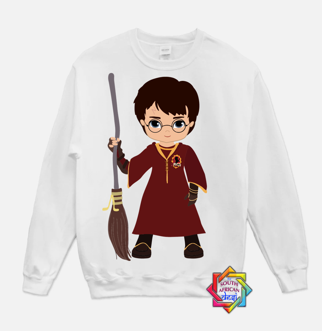 HARRY POTTER WITH BROOMSTICK | HARRY POTTER INSPIRED HOODIE/SWEATER | UNISEX