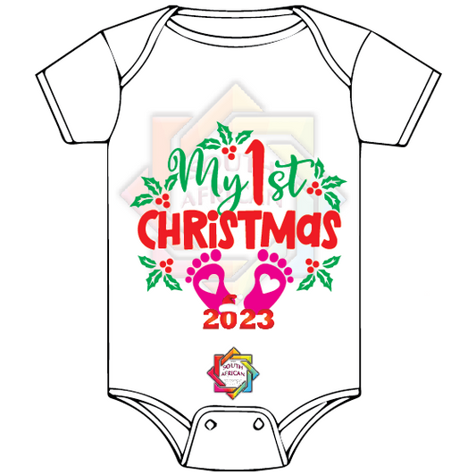 MY FIRST CHRISTMAS 02 BABY VEST/ONESIE FUNKY