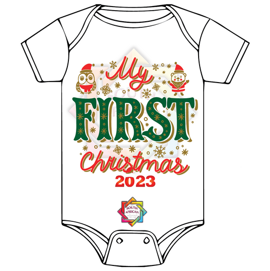 MY FIRST CHRISTMAS 04 BABY VEST/ONESIE FUNKY