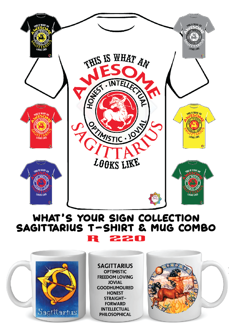 ZODIAC SERIES 4 • SAGITTARIUS AWESOME T-SHIRT & PLAIN MUG GIFT BOX
