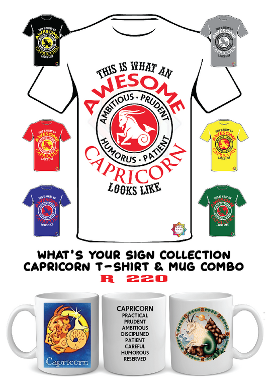 ZODIAC SERIES 4 • CAPRICORN AWESOME T-SHIRT & PLAIN MUG GIFT BOX