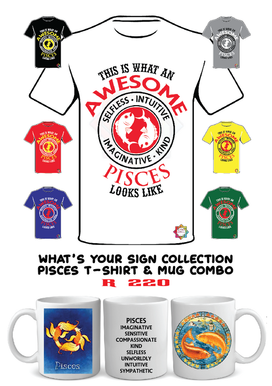 ZODIAC SERIES 4 • PISCES AWESOME T-SHIRT & PLAIN MUG GIFT BOX