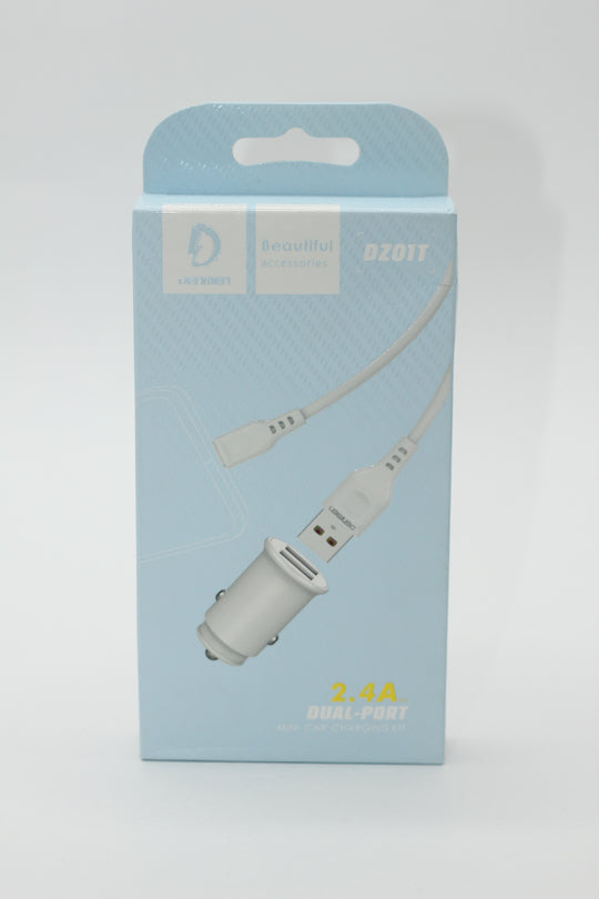 Denman DZ01T 2.4A Dual-Port Mini Charging Kit including USB-Type C Charging Data Cable