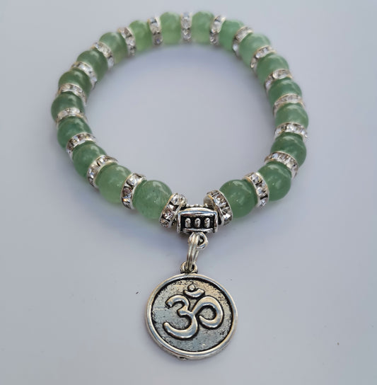 Aum Green Jade Gemstone Bracelet