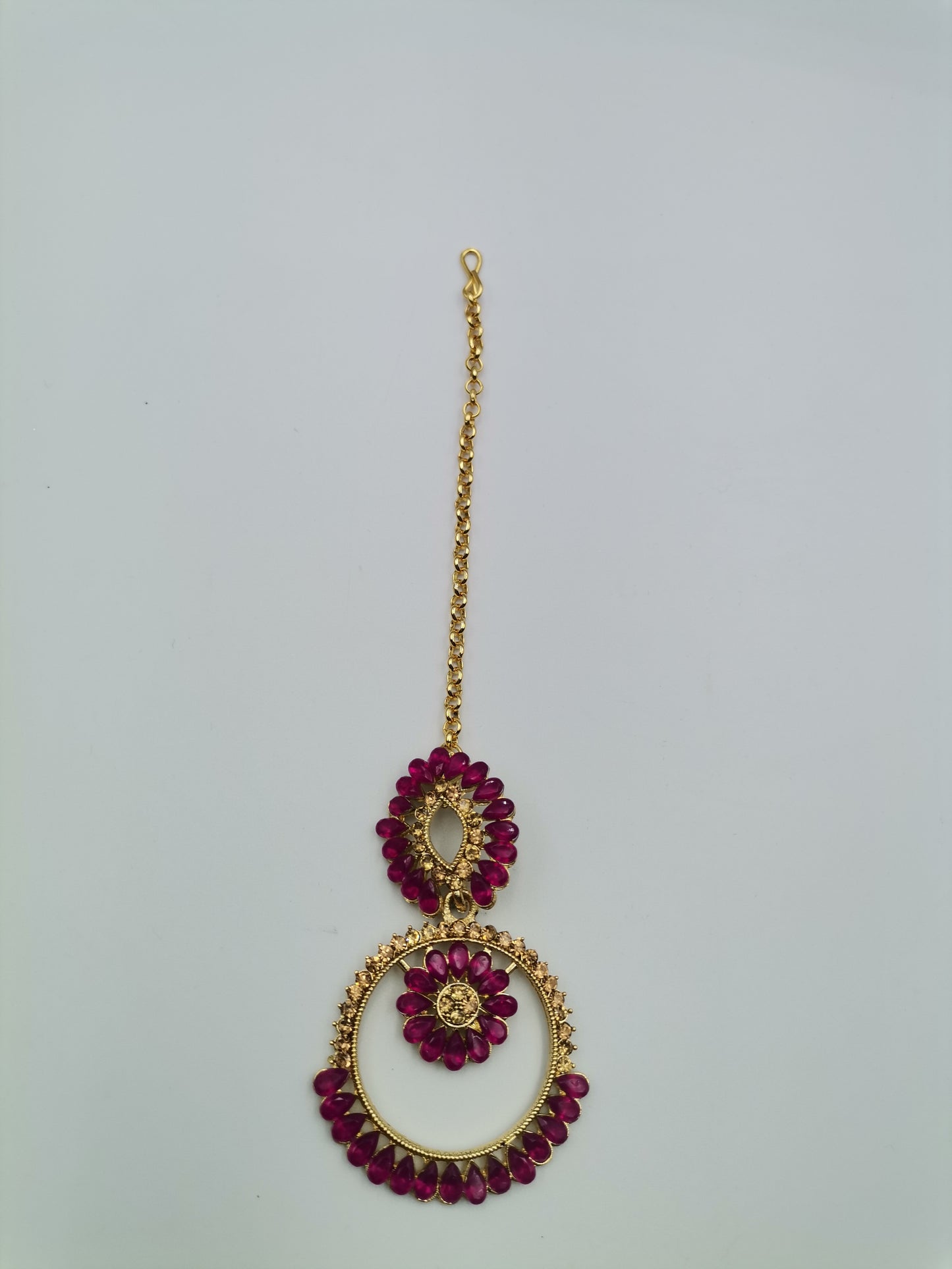 Pink and Gold Maang Tikka / Damiri / Sirbhandi