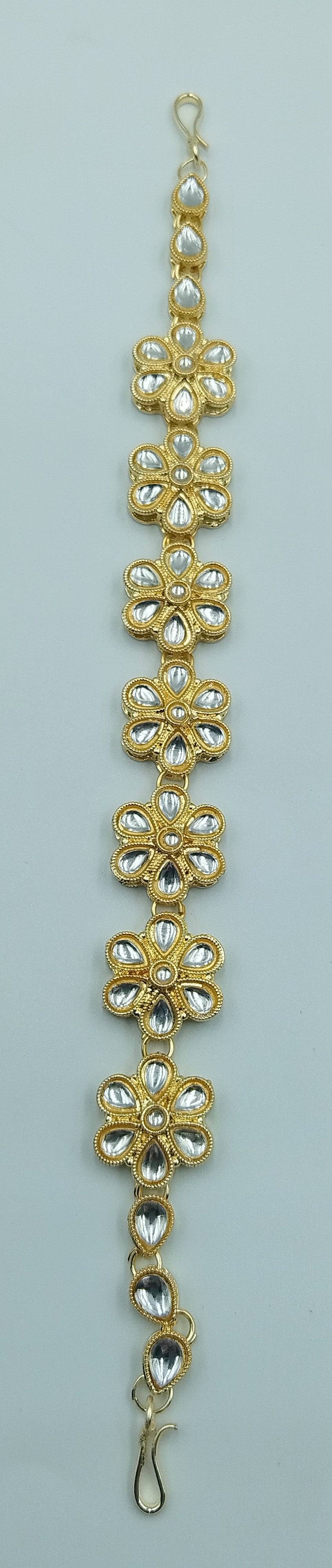 SILVER AND GOLD FLOWER SHAPED MATHA PATHI (ALIA BHATT STYLE MAANG TIKKA)