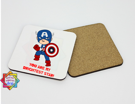 YOU ARE MY BRIGHTEST STAR |  CAPTAIN AMERICA INSPIRED COASTER - VALENTINE'S DAY