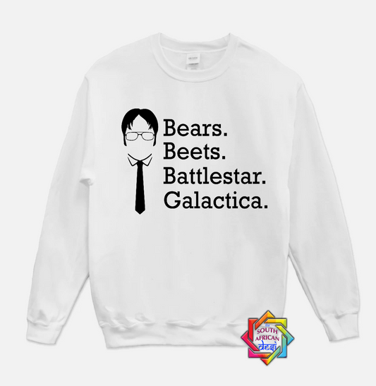 BEERS BEETS AND BATTLE STAR GALLACTICA | THE OFFICE INSPIRED | HOODIE/SWEATER | UNISEX