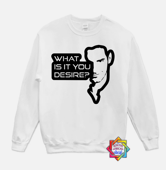 WHAT IS IT YOU DESIRE? | LUCIFER INSPIRED HOODIE/SWEATER | UNISEX
