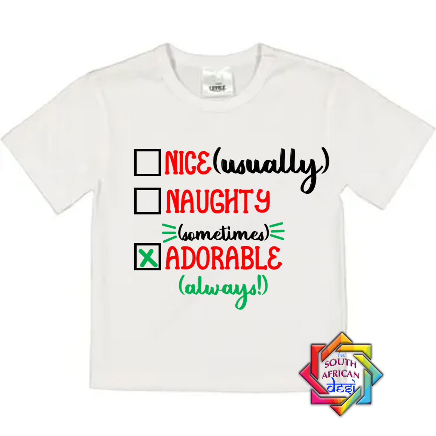 Naughty, Nice, Adorable | Kids Christmas T-shirt