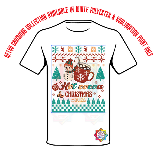 HOT COCOA CHRISTMAS MOVIES T-SHIRT • RETRO XMAS LOOK