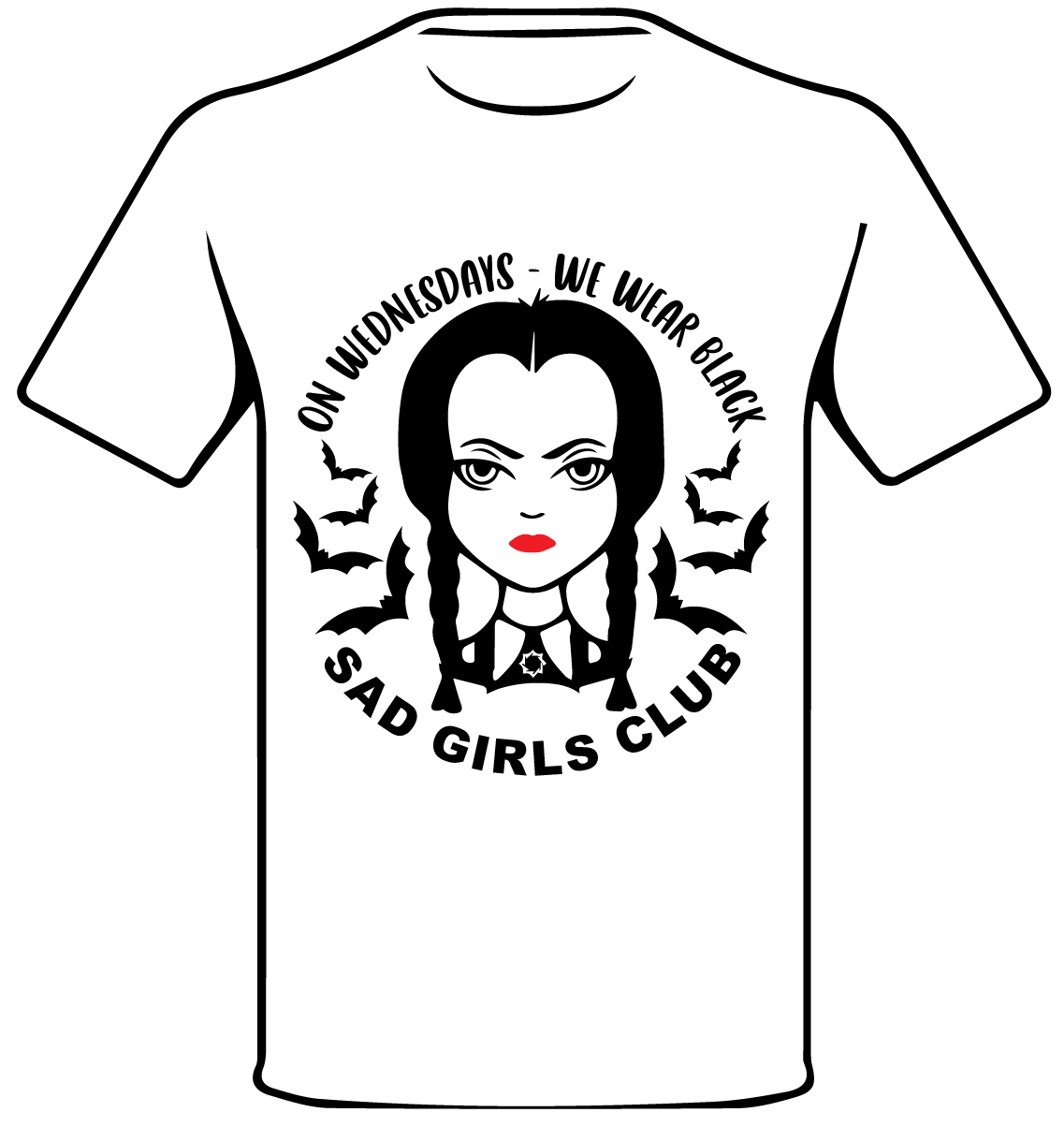 WEDNESDAY INSPIRED SAD GIRL CLUB T SHIRT