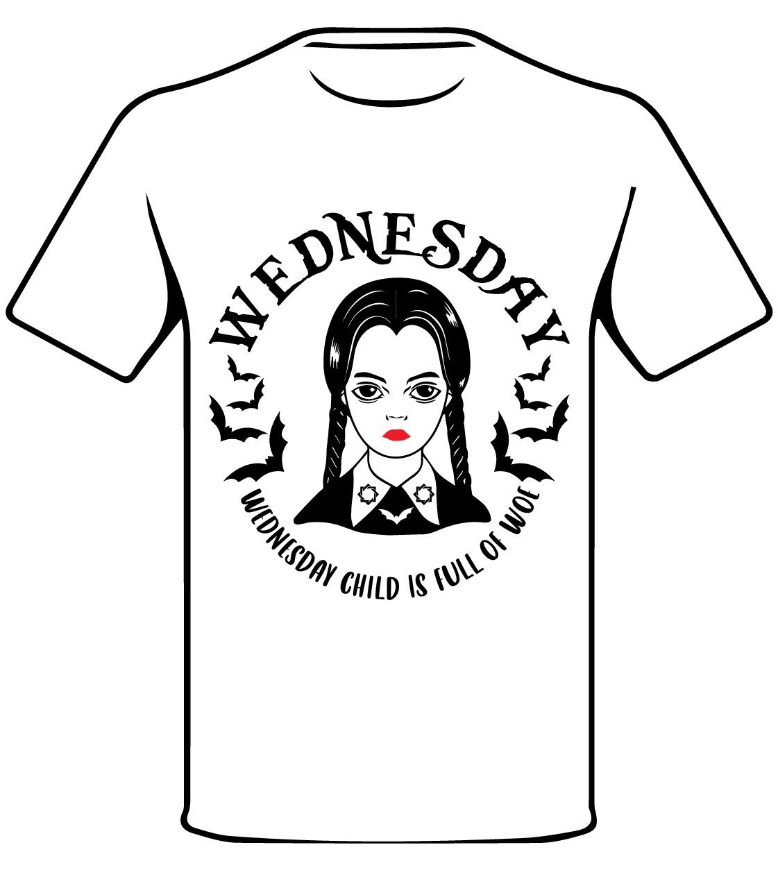 WEDNESDAY INSPIRED WEDNESDAY CHILD IS FULL OF WOES T SHIRT