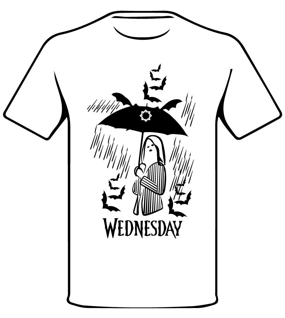 WEDNESDAY INSPIRED UMBRELLA GIRL THEMED T SHIRT