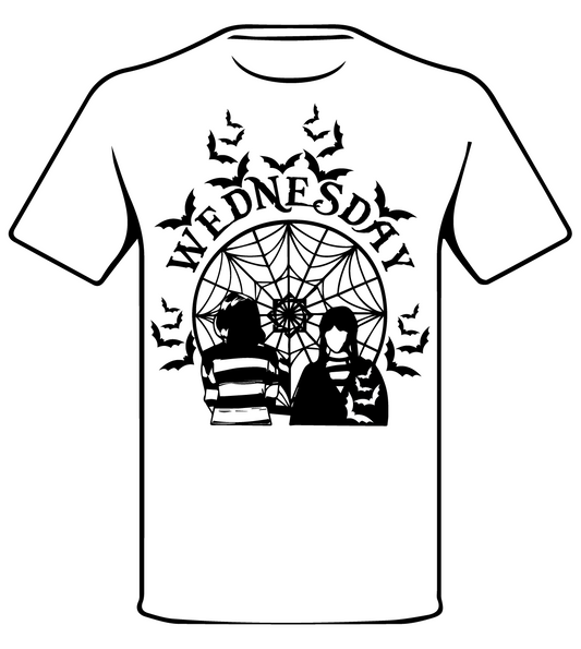 WEDNESDAY INSPIRED THEMED SPIDER WEB  T SHIRT
