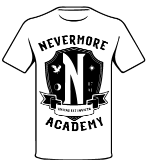 WEDNESDAY INSPIRED NEVERMORE ACADEMY  T SHIRT