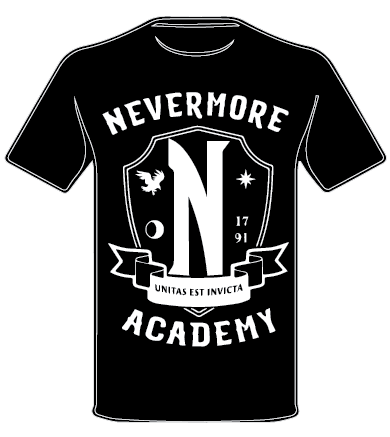 WEDNESDAY INSPIRED NEVERMORE ACADEMY  T SHIRT