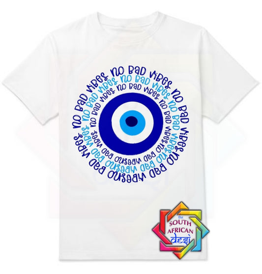 NO BAD VIBES EVIL EYE MANDALA  T-SHIRT