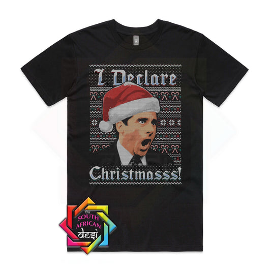 I DECLARE CHRISTMAS - MICHAEL SCOTT - RETRO CHRISTMAS SWEATER LOOK | THE OFFICE INSPIRED T-SHIRT