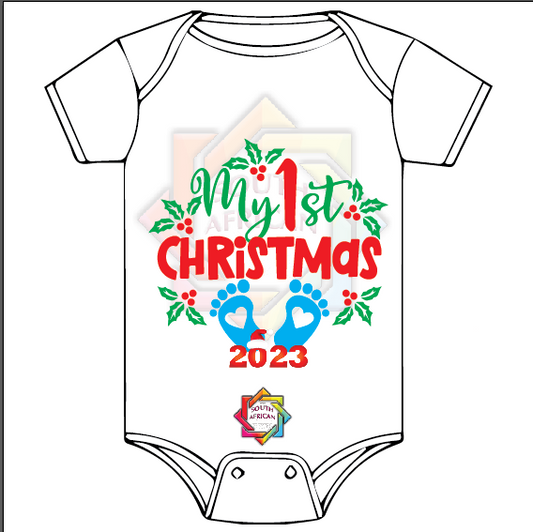MY FIRST CHRISTMAS 02 BABY VEST/ONESIE FUNKY