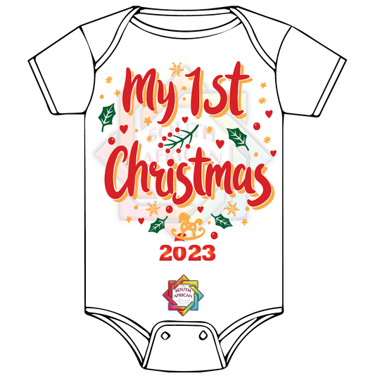 MY FIRST CHRISTMAS 06 BABY VEST/ONESIE FUNKY