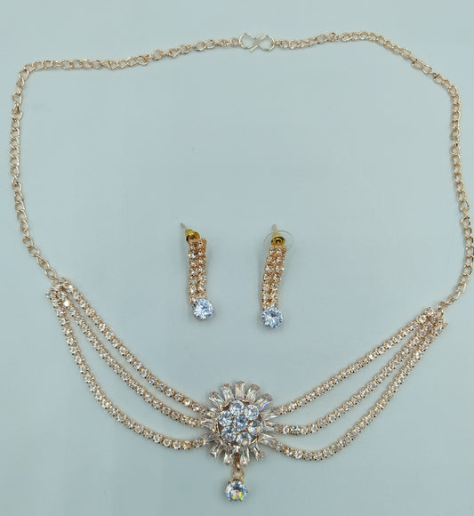 ROSE GOLD NECKLACE AND EARRING SET