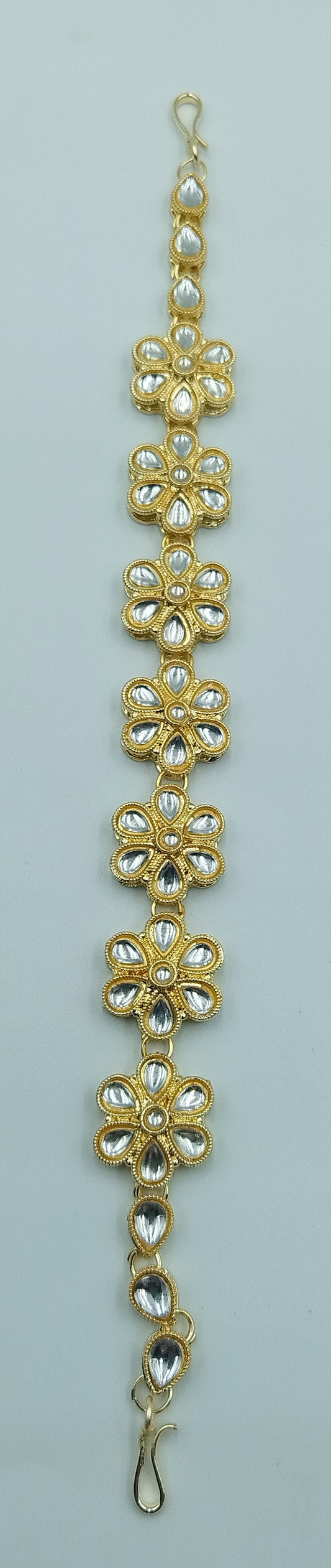 SILVER AND GOLD FLOWER SHAPED MATHA PATHI (ALIA BHATT STYLE MAANG TIKKA)