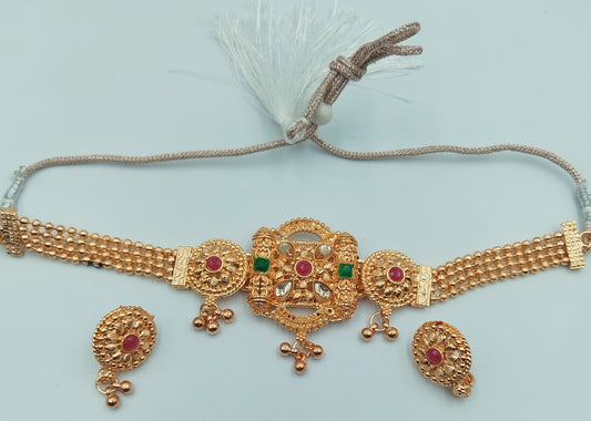 VERY UNIQUE ROSE GOLD NECKLACE AND EARRING SET
