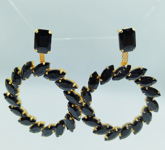 BLACK KUNDAN JHUMKA (EARRING)