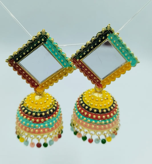 MULTI COLOUR MIRROR JHUMKA (EARRING)