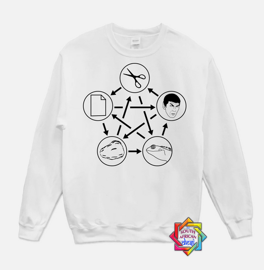 ROCK PAPER SCISSORS LIZZARD SPOCK (BIG BANG THEORY INSPIRED) HOODIE/SWEATER | UNISEX