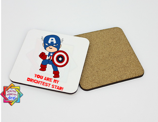 YOU ARE MY BRIGHTEST STAR | CAPTAIN AMERICA INSPIRED COASTER - VALENTINE'S DAY