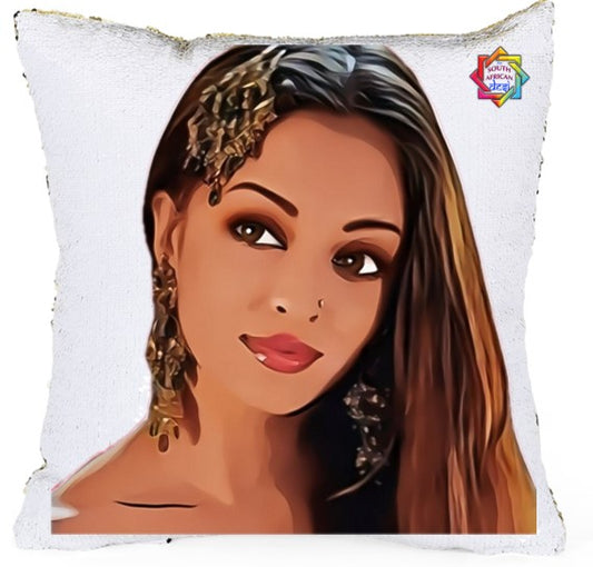 Aishwarya Rai Pop Art Sequenced Scatter Cushion