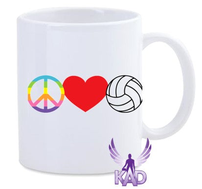 PEACE LOVE VOLLEYBALL MUG