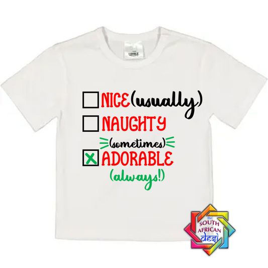 Naughty, Nice, Adorable | Kids Christmas T-shirt
