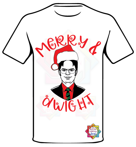 THE OFFICE INSPIRED MERRY & DWIGHT CHRISTMAS T-SHIRT  FUNKY