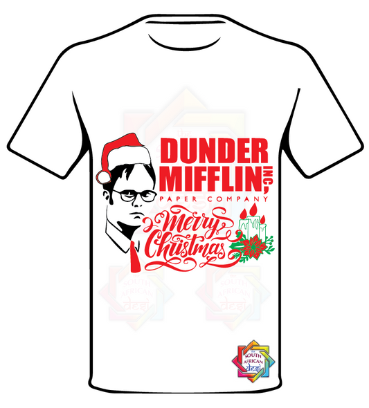 THE OFFICE INSPIRED DUNDER MIFFLIN INC XMAS CHRISTMAS T-SHIRT FUNKY
