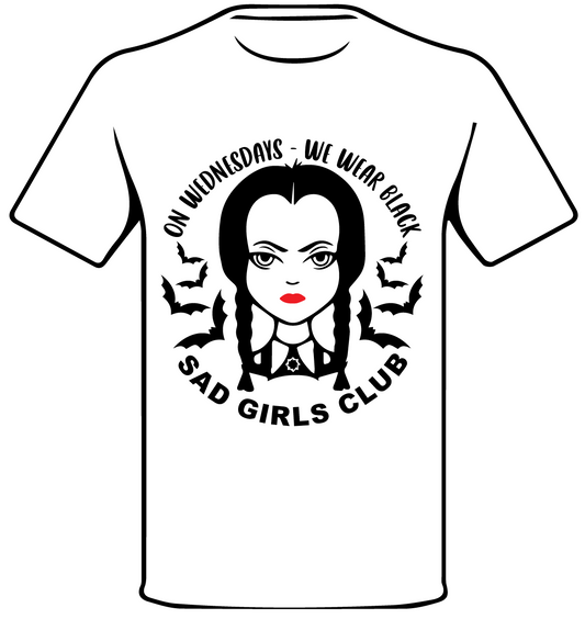 WEDNESDAY INSPIRED SAD GIRL CLUB T SHIRT