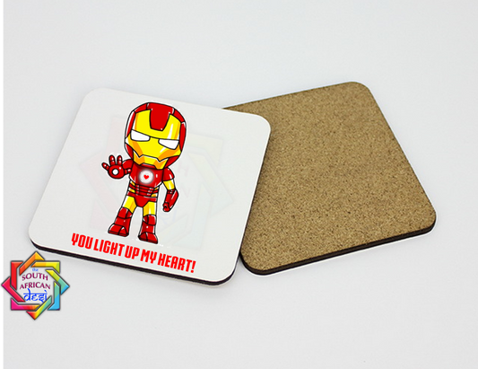 YOU LIGHT UP MY HEART | IRON MAN INSPIRED COASTER - VALENTINE'S DAY